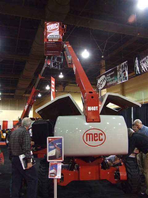 MEC Aerial Work Platforms launches its M40T boom at The Rental Show, Las Vegas.