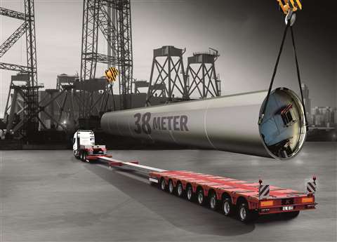 The new 8 axle Kässbohrer K.SLH 8 extendable low bed semi trailer