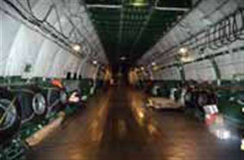 The AN-225's cargo hold has a floor area of 280 m2 and a volume of 1,300 m3
