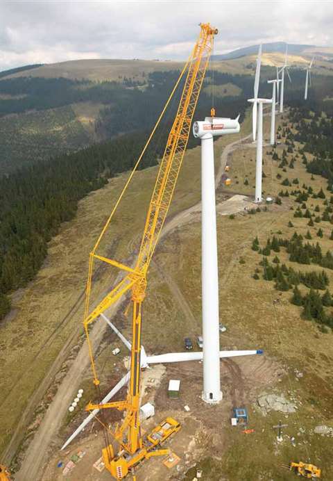 Aerial view of the installation project in full swing