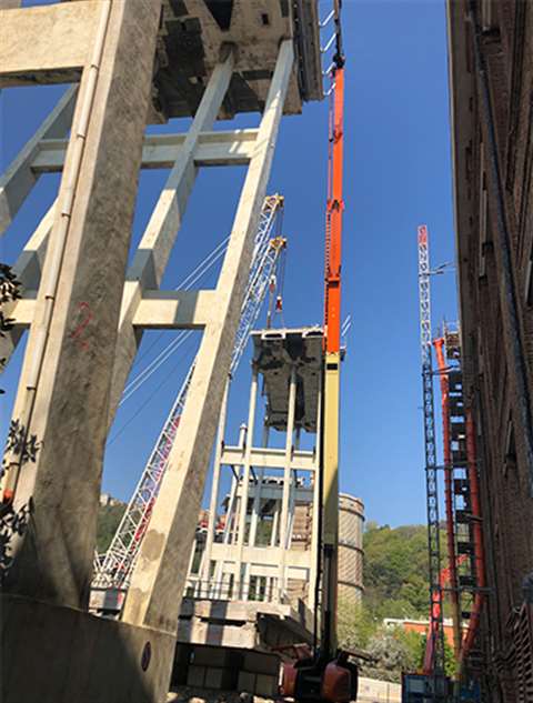 JLG 1850SL telescopic aerial platform on site at the Morandi Bridge demolition