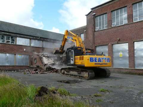 Demolition begins in Raploch, an area undergoing regeneration in the Scottish city of Stirling