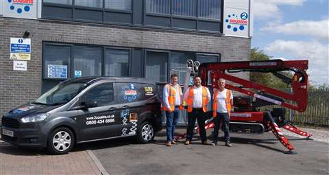 Left to right: Jason Prisley, Nathan Curbishley and Claudio Chechhia in front of 2 Cousins Powered Access depot