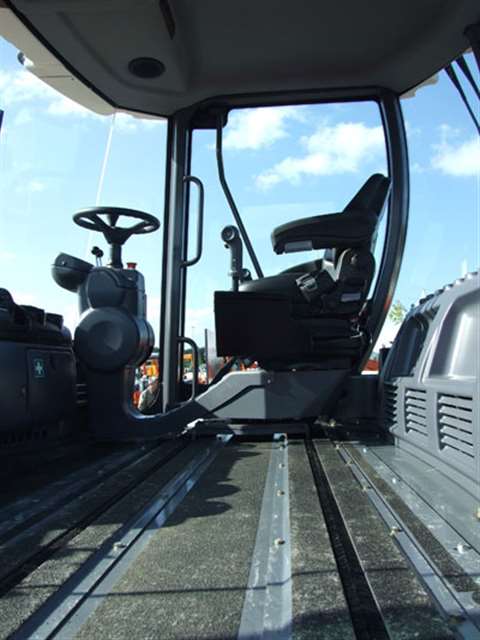 The seat both rotates and slides across the extra large cab on Hamm's new HD+ tandem rollers.