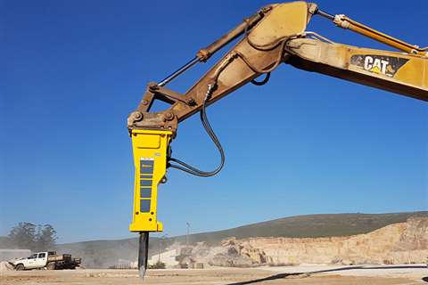 The Epiroc MB 1650 hydraulic hammer at Sicobrita's quarry in Portugal