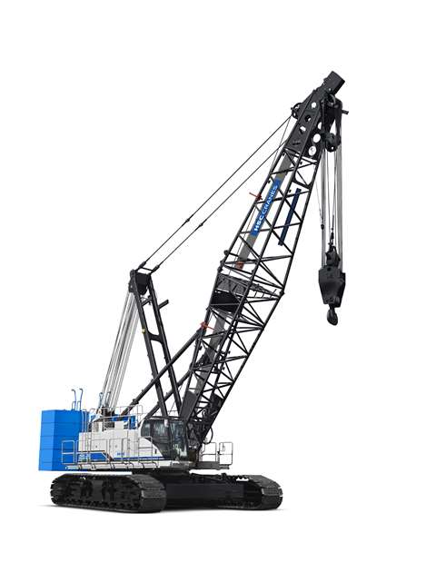 SCX1800A-3 blue and white hydraulic crawler crane with black painted basic boom