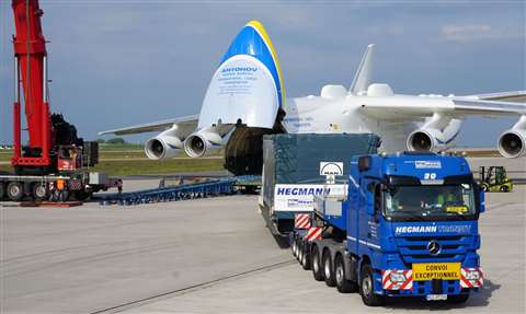Loading a total of 195 tonnes cargo into the Antonov AN-225 at Leipzig / Halle airport