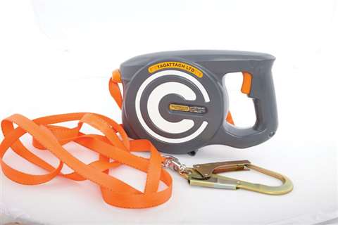 The Tagattach retractable tagline can be operated with one hand giving the operator control of the l