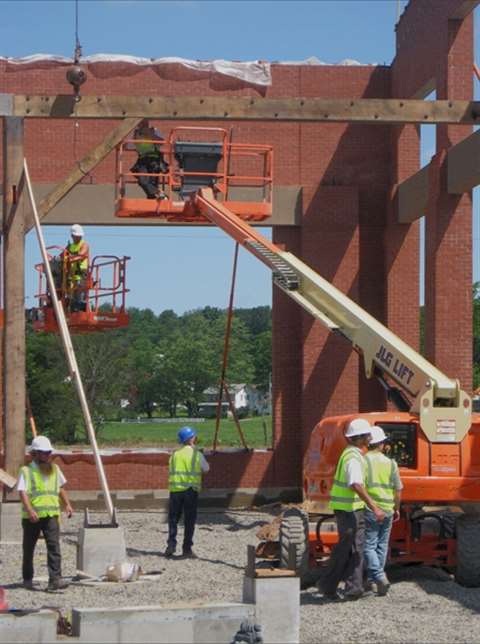 Modern 19th century construction called for JLG booms.