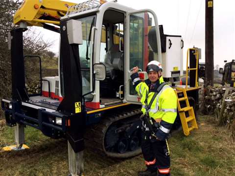 Electricity North West CEO Stephen Johnson with the customised Versalift LAT-38-140-H.
