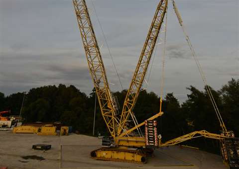 Boom Booster capacity enhancement system for the Terex Superlift 3800 lattice boom crawler crane