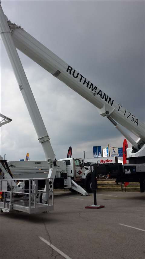 A Ruthmann truck-mounted unit on display at ICUEE in Time Manufacturing's booth.