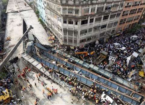 Flyover collapsed in Kolkata, India. Photo taken by Reuters 