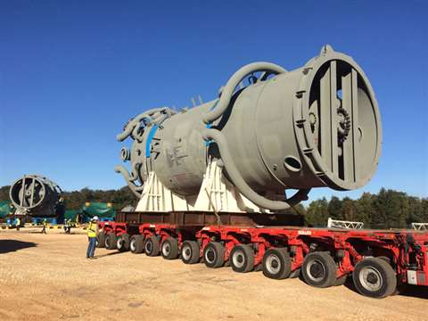 The cargo was transported to site using 24 axle lines of Goldhofer PST-SLE transporter
