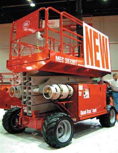 The new MEC 3072RT scissor at the Rental Show. A higher 3772 version is also available.