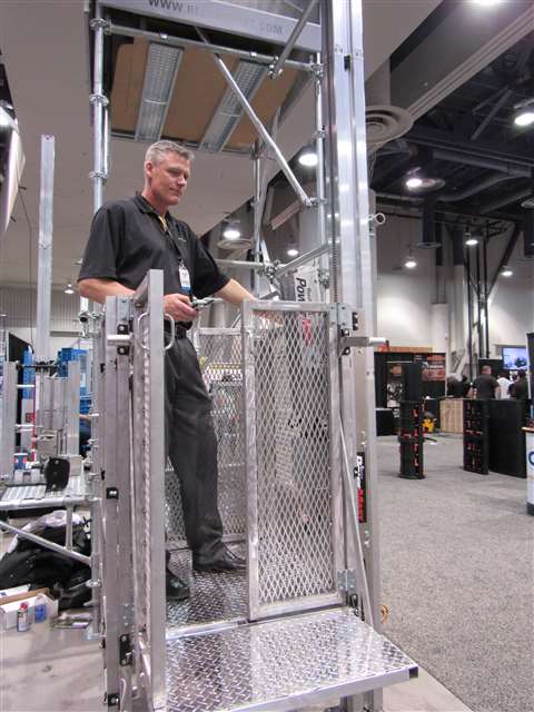ReechCraft used World of Concrete to show its new modular transport platform and material hoist, pic