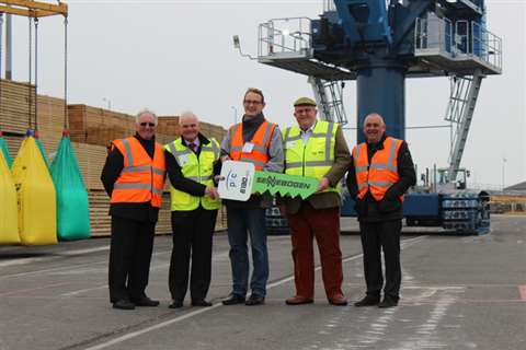 Delivery of the Sennebogen 6130 harbour crane to Poole Harbour Commissioners based in Dorset, UK. Fr