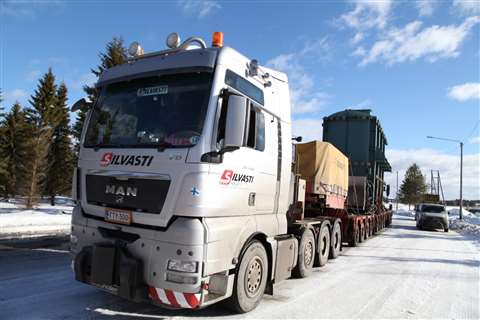 Silvasti transporting a 138 tonne transformer 500 km to North Lapland