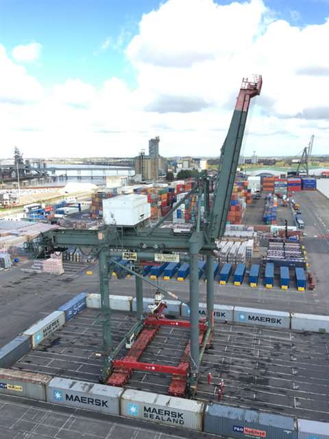 The container crane is part of the Port of Tilbury’s redevelopment project