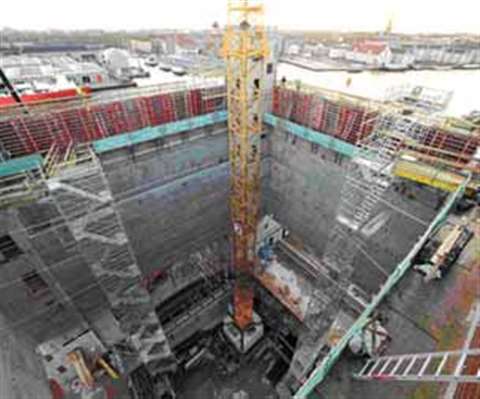 Peri UP stair towers and reinforced scaffold is being used in conjunction with company's formwork pr