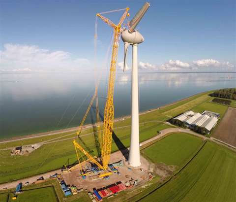 The new Terex boom booster at a wind farm in Noordoostpolder, the Netherlands.
Copywrite Klaas Eisse