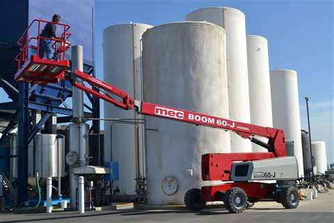 MEC's new 60-foot boom, pictured here, will be debuted at the 2015 Rental Show in New Orleans. 