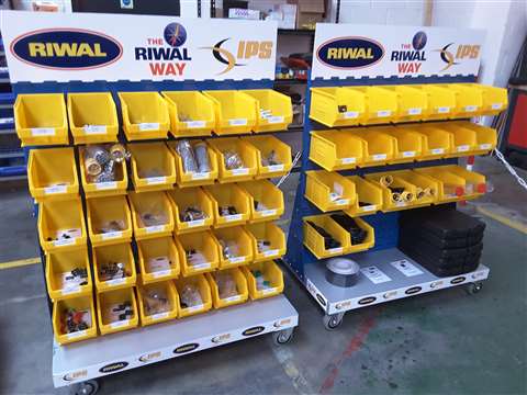 smaller parts and consumables are located in racking for ease of use