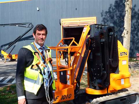 Daniel Duclos, ATN founder and owner, next to the Piaf 1010 at the manufacturer's October Days event