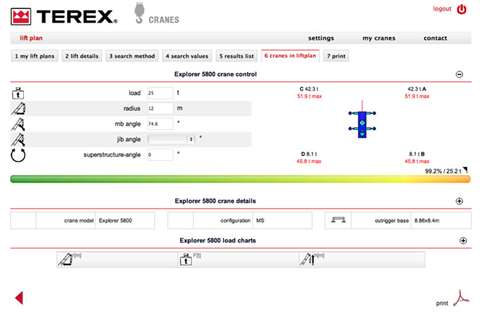 The Terex Liftplan can be accessed from any location, is available in nine different languages and u