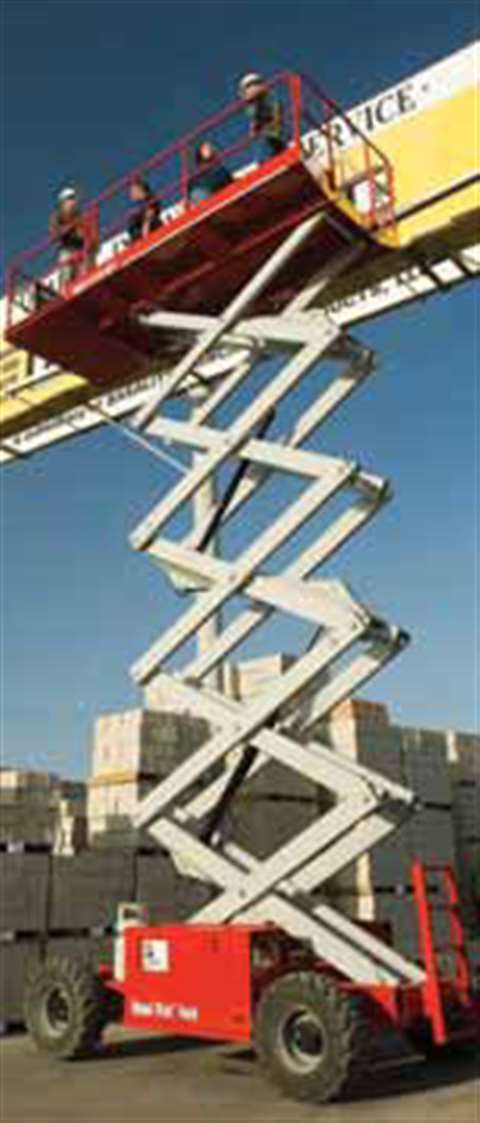MEC's 4191RT rough terrain scissor has a working height of 14.5 m.