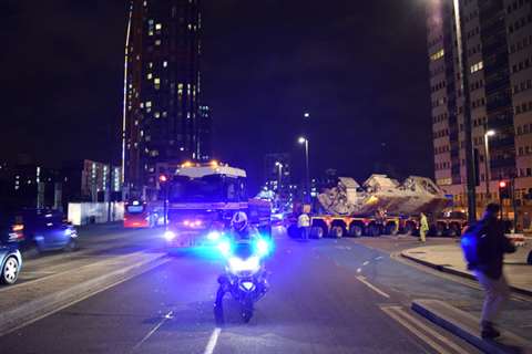 The parts were transported from Abbey Mills Pumping Station to Tilbury Docks
