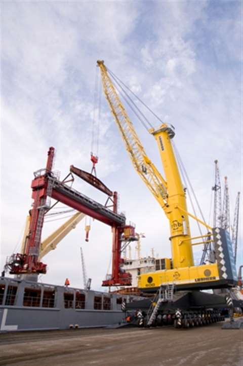 LHM 600 mobile harbor crane delivered to a port in The Netherlands