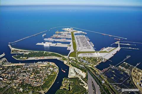 An concept image of the Central Port to be constructed at the Port of Gdansk in Poland