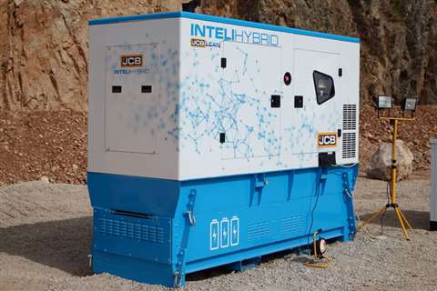JCB's Inteli-Hybrid generator features 24 batteries to supply power without using the engine in peri