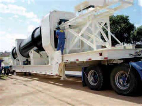 Terex's new E150P portable asphalt plant has been designed to be transported on four chassis.