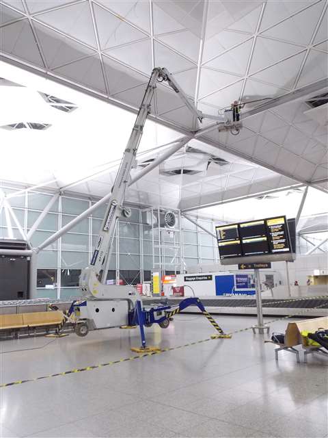 The Falcon FS330Z at work at Stansted Airport in the UK