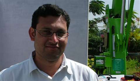 Gautam's Malay Shah with one of the company's Niftylift booms.