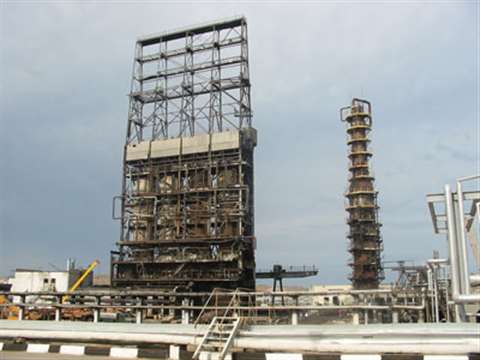 The demolition of two delayed coker units at a refinery near Turkmebashi, Turkmenistan, required exp