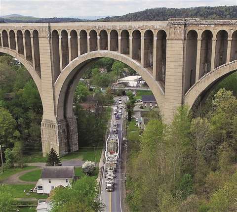 Edwards passing under historical viaduct