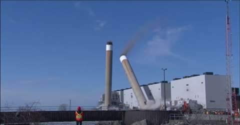 Demolition of Nanticoke's two smokestacks