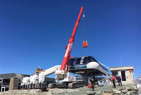 Chairlift repair at 2,935 metres above sea level with the 60 tonne telescopic boom crawler crane