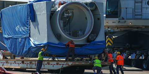 Longest ever turbine blades arrive in North America