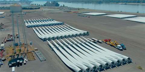 Longest ever turbine blades arrive in North America