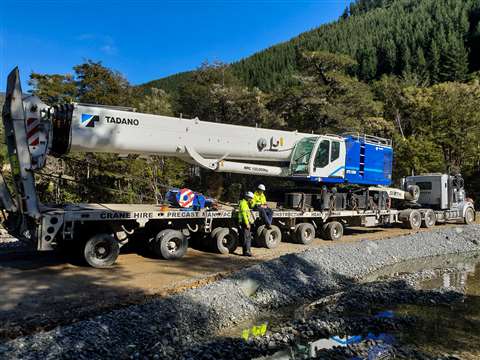 The GTC-1200 on route to Fulton Hogan's Waimea Community Dam project