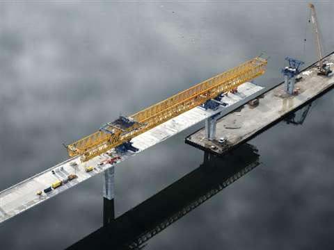 The horizontal crane used to install the bridge's deck